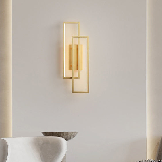 All Copper Rectangular Geometric Wall Lamp