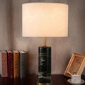 Fabric Lampshade Marble Cylindrical Table Lamp