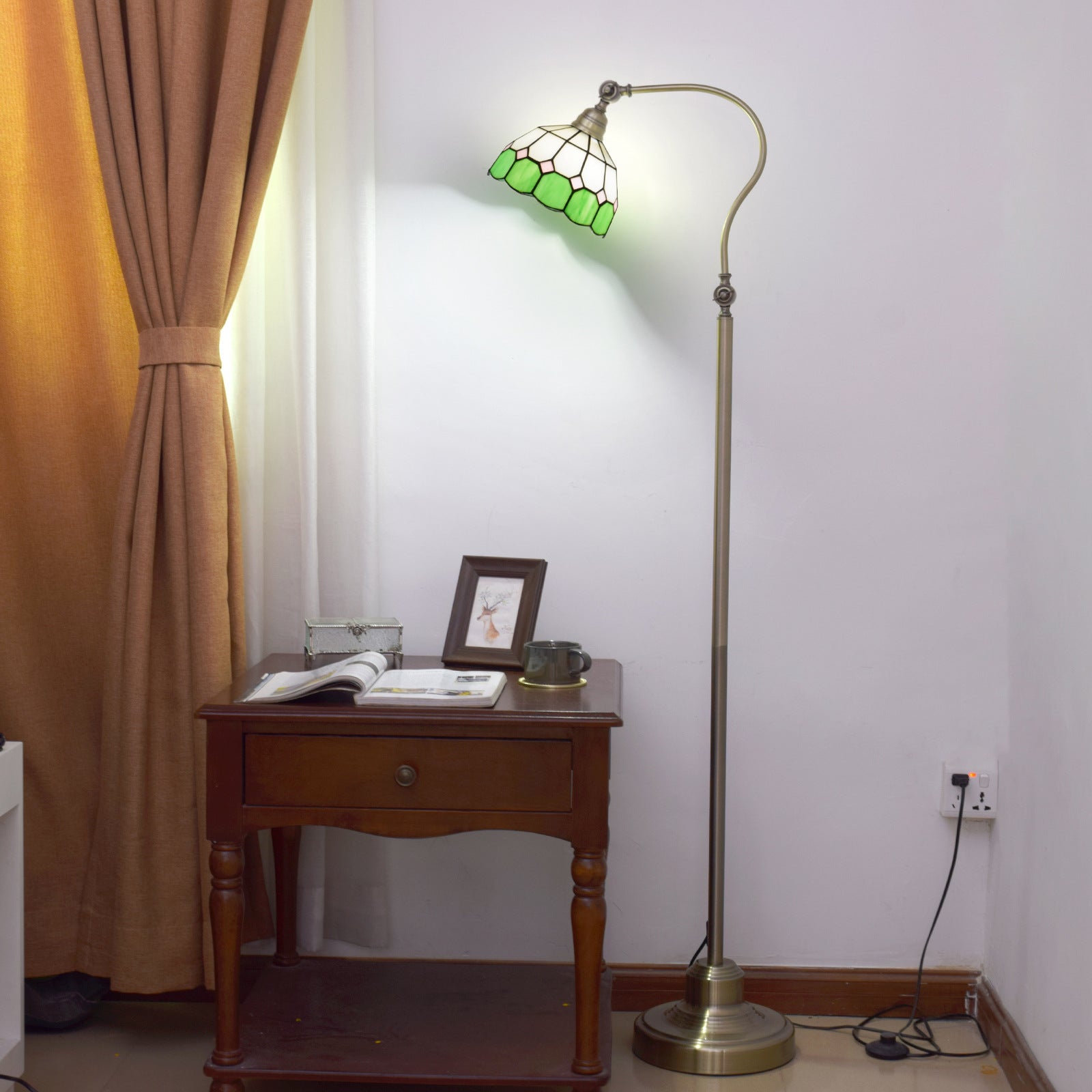 Bowl Round Checkerboard Glass Floor Lamp