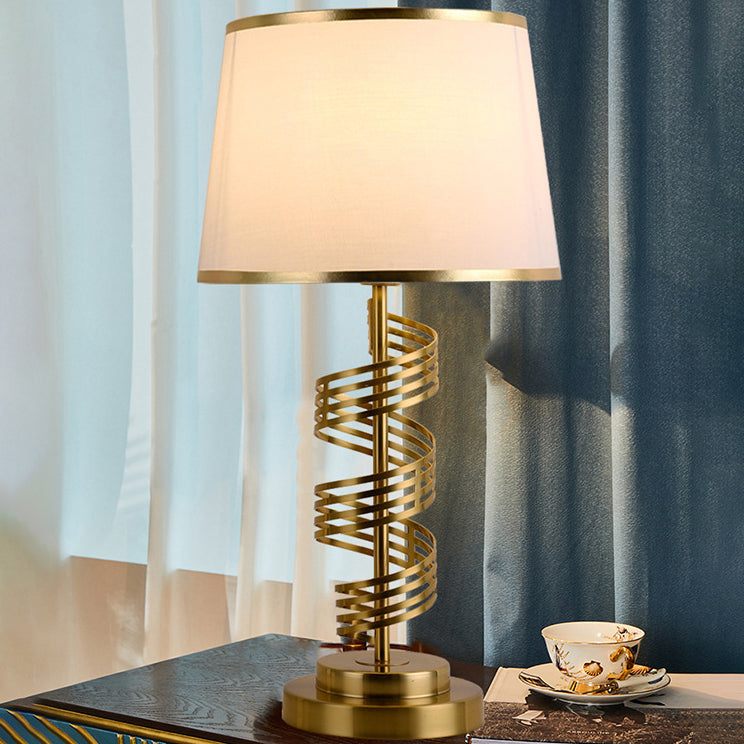 Cylinder Iron Fabric Bedroom Table Lamp