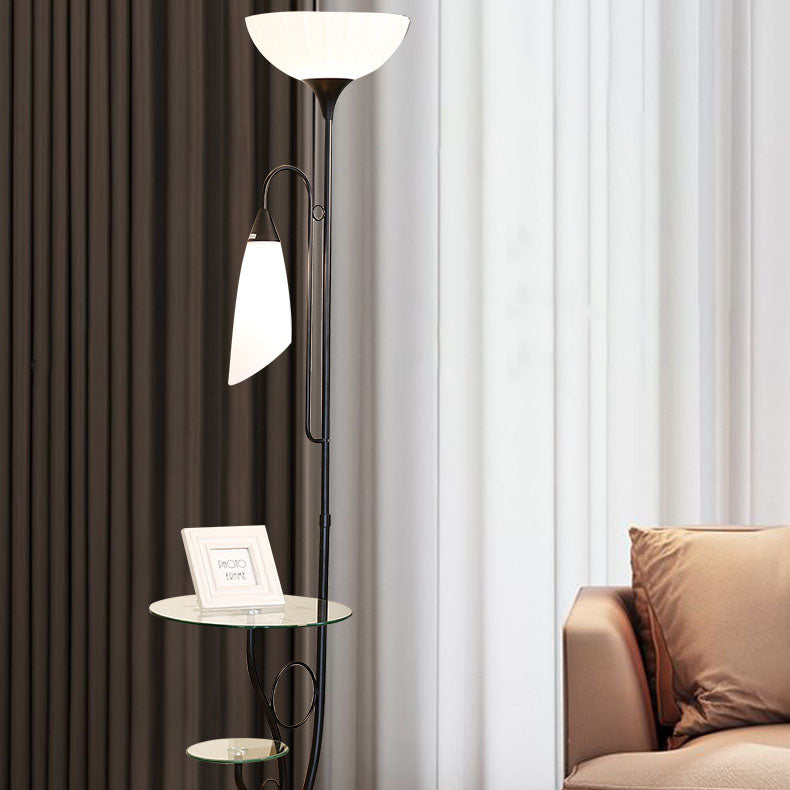 Flower Glass Table Iron 2-Light Floor Lamp