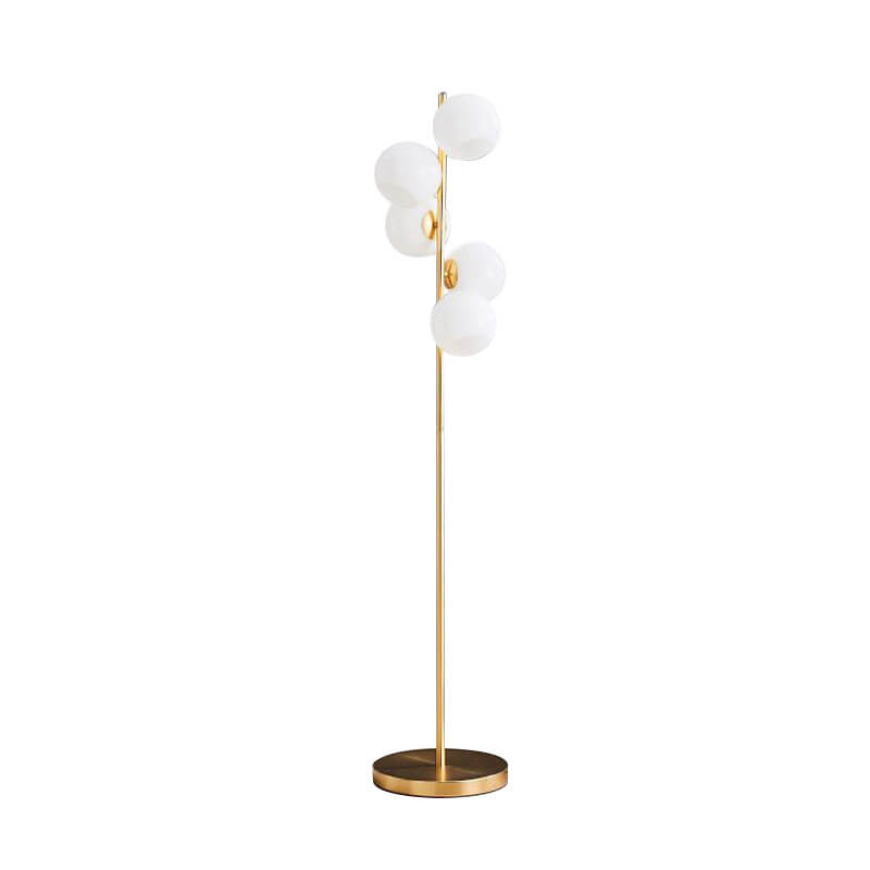 Glass Round Ball Gold 5-Light Floor Lamp