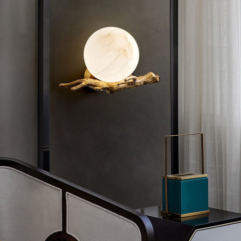 Brass Lucite Tree Branch Wall Lamp