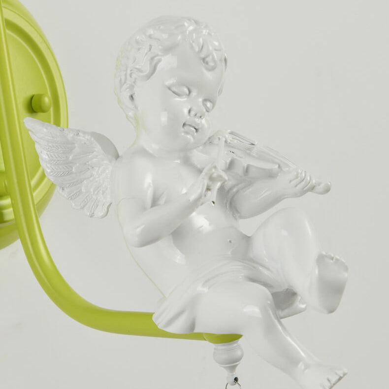 Cream Angel Iron Crystal Wall Lamp