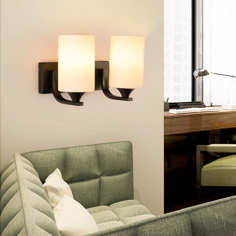 Cylinder Iron Glass 1/2 Wall Lamp