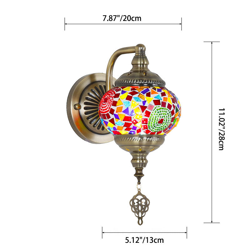 Iron Glass Mosaic Globe Wall Lamp
