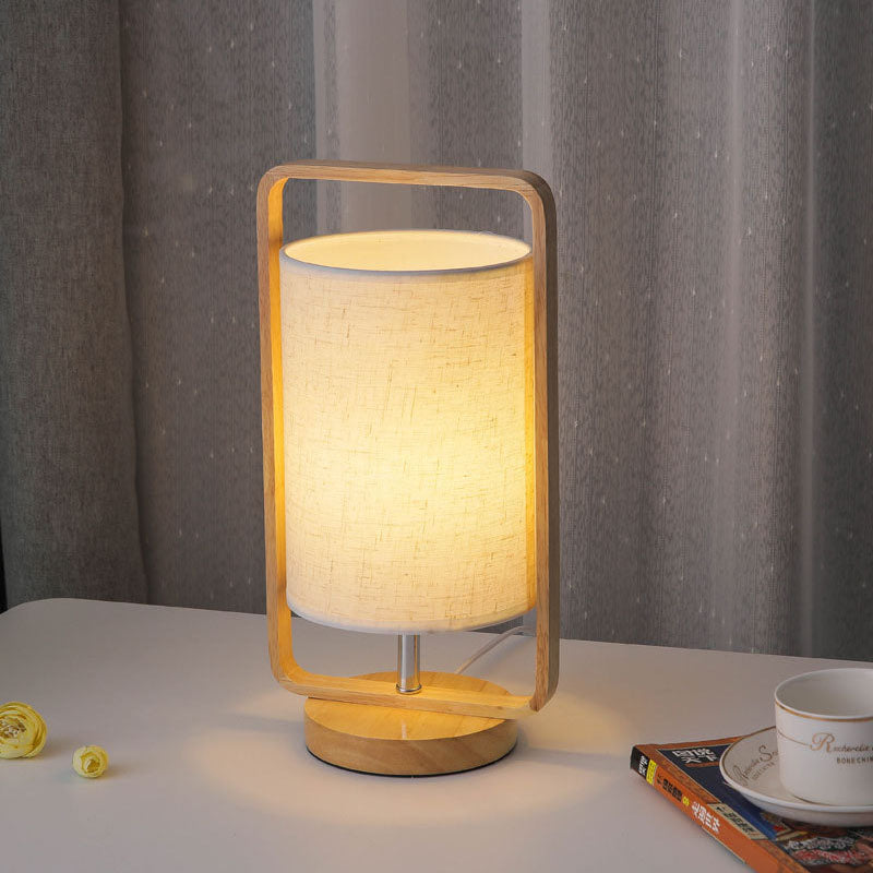 Wood Cloth Portable Night Table Lamp