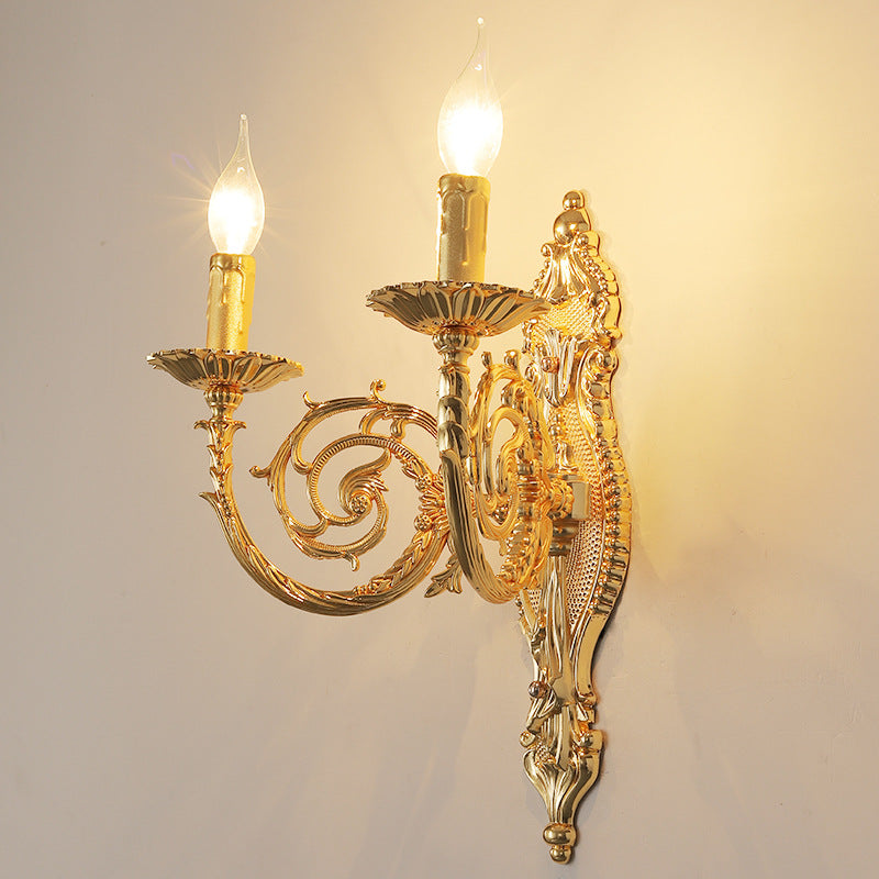 Candelabra Carved Zinc Alloy 2-Light Wall Lamp
