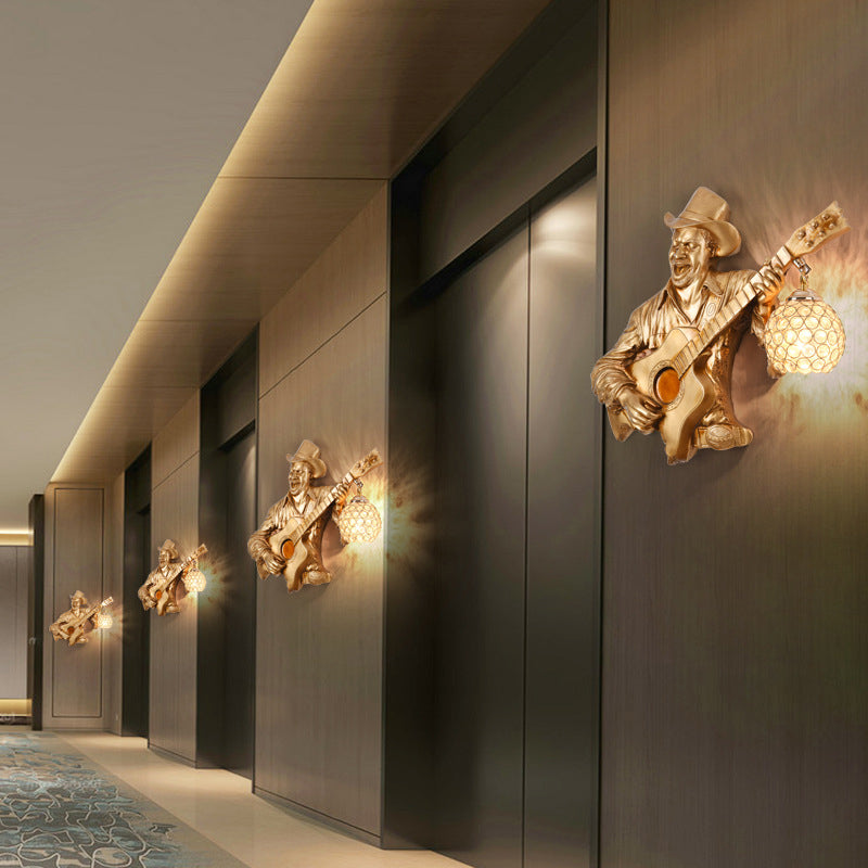 Guitar Player Resin Crystal Wall Lamp