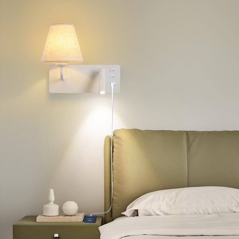 Iron Aluminum Fabric Cone Wall Lamp