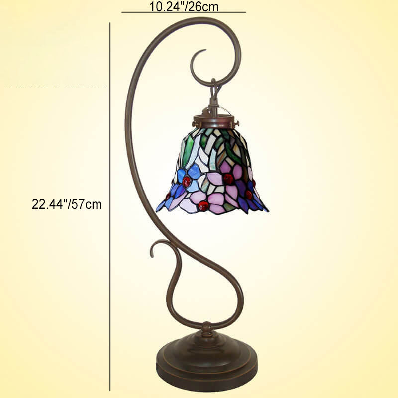 Orchid Stained Glass Metal Table Lamp