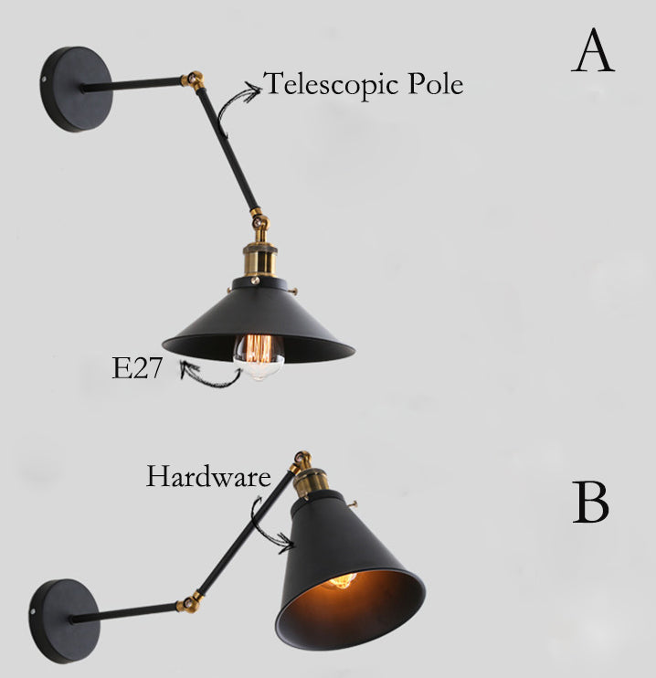 Wrought Iron Rocker Telescopic Wall Lamp
