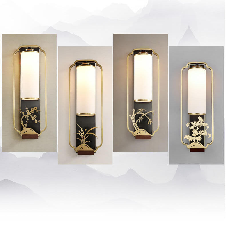 New Copper Glass Column Wall Lamp