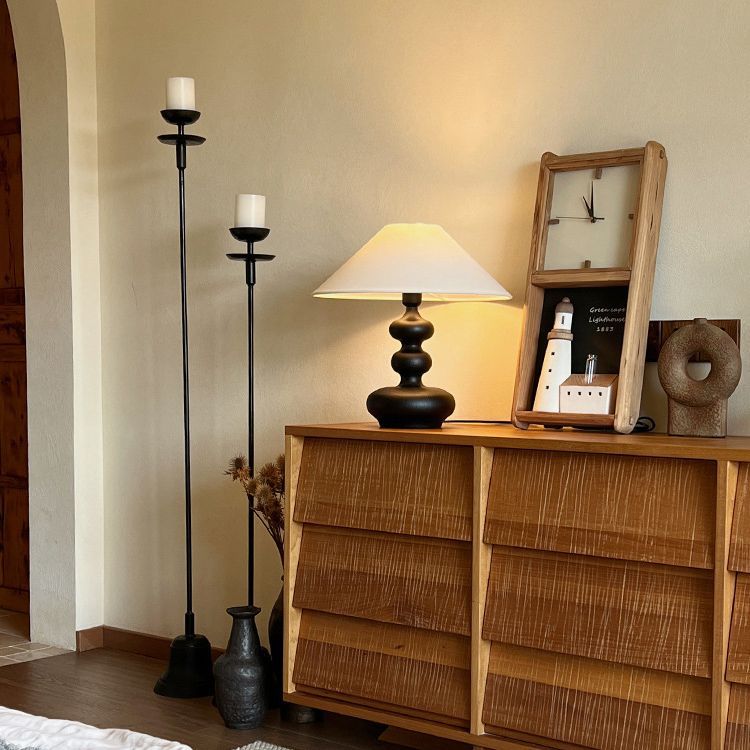 Gourd Shaped Cone Wood Table Lamp
