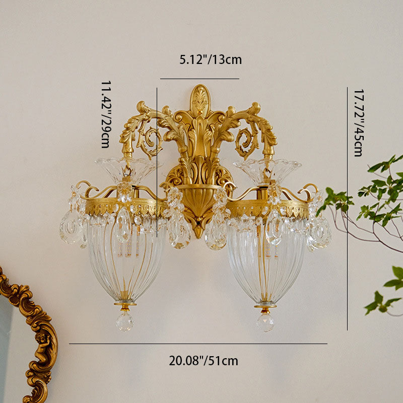 Court Lantern Brass Crystal Wall Lamp