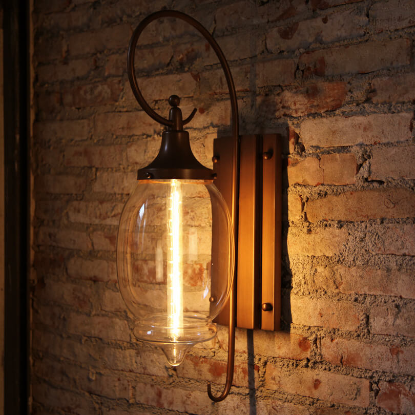 Glass Cup Iron Wall Lamp