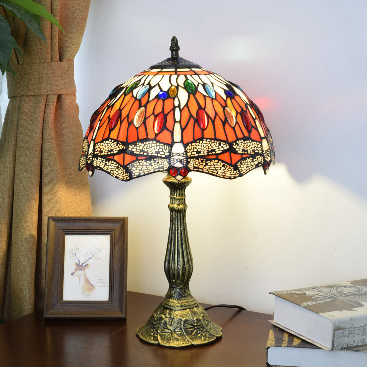 Round Dome Dragonfly Aluminum Table Lamp