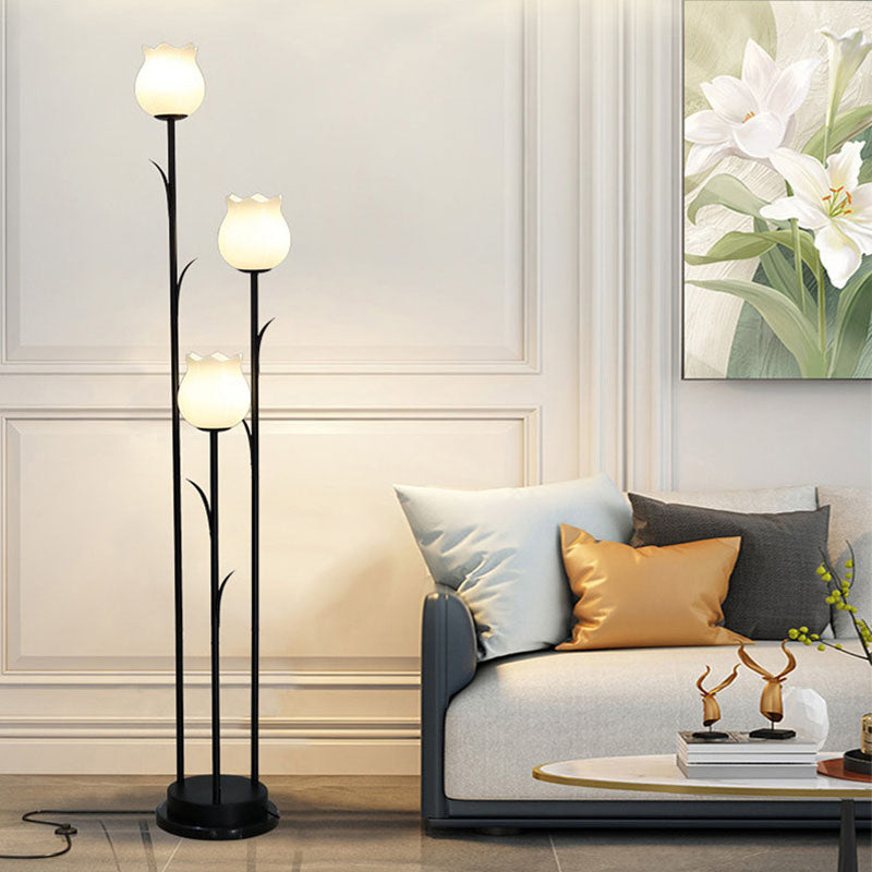 Contemporary Scandinavian Cylinder Flower 3-Light Floor