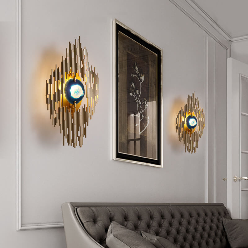 Metal Tube Blue Agate Wall Lamp
