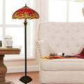 Vintage Tiffany Stained Glass 2-Light Floor Lamp