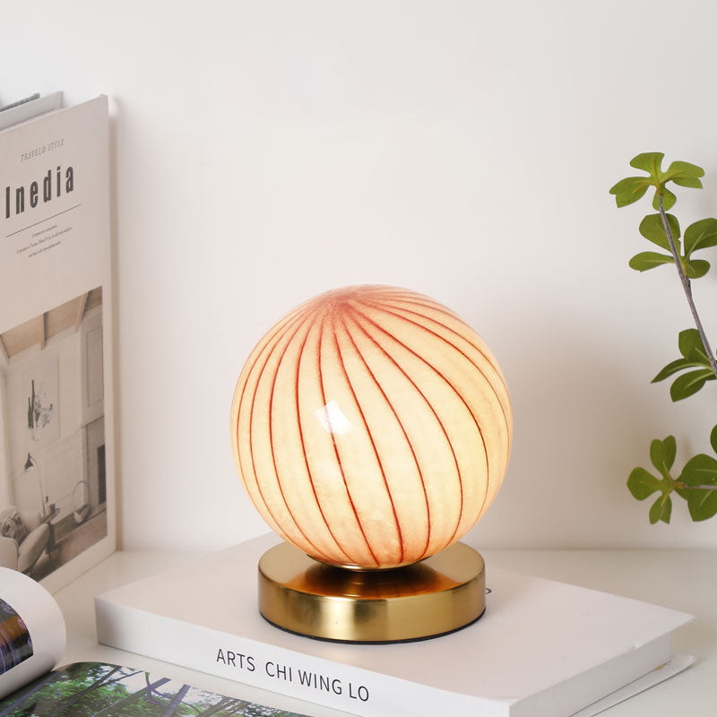 Glass Iron Ball Stripe Table Lamp