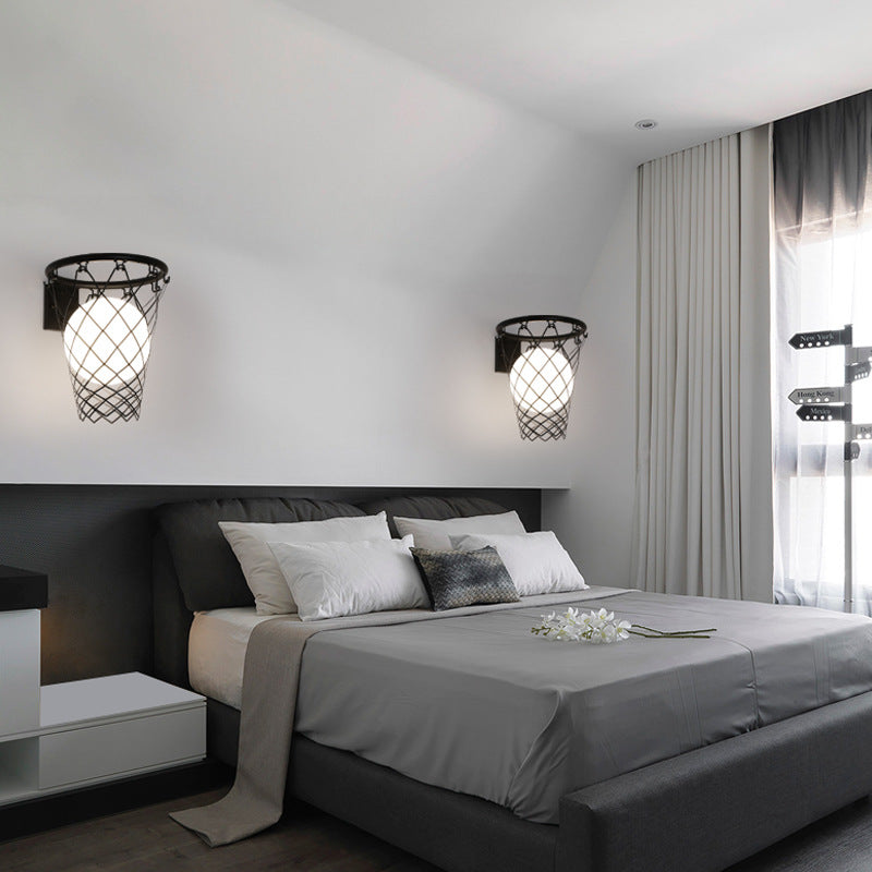 Kids Iron Glass Basketball Wall Lamp