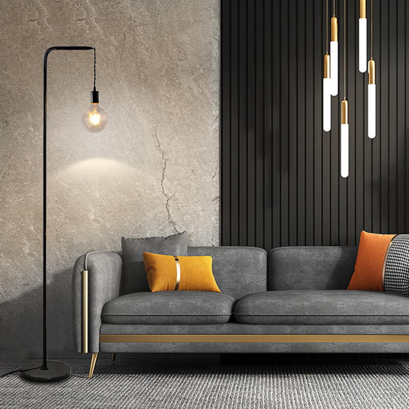 Black Iron Long Pole Floor Lamp