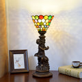 Resin Glass Floral Round Table Lamp