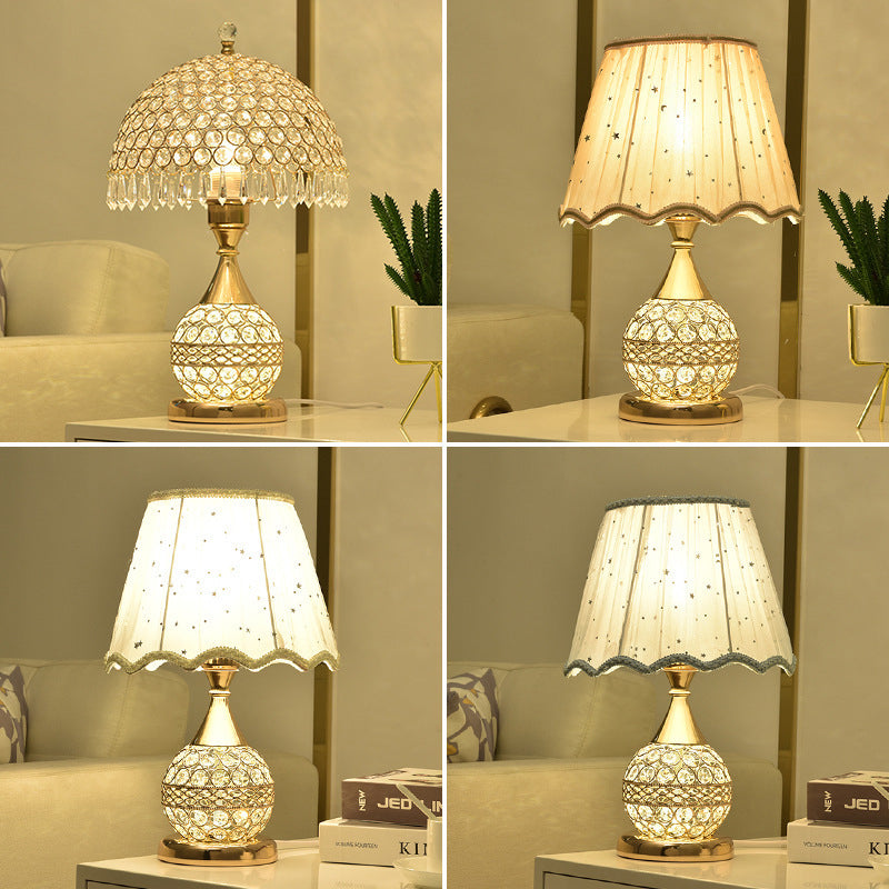 Fabric Crystal Ball Iron Table Lamp
