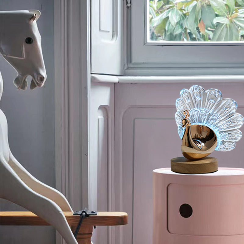Hardware Acrylic Peacock Design Table Lamp