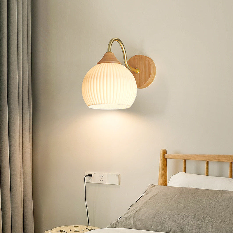 Striped Glass Round Log Wall Lamp