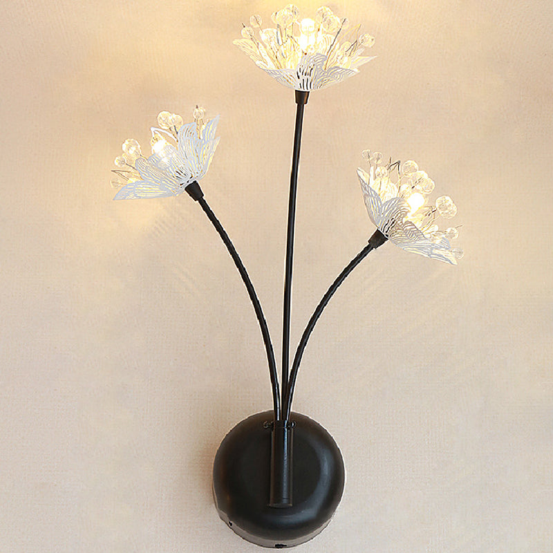 Iron Stainless Steel Crystal 3-Light Wall Lamp