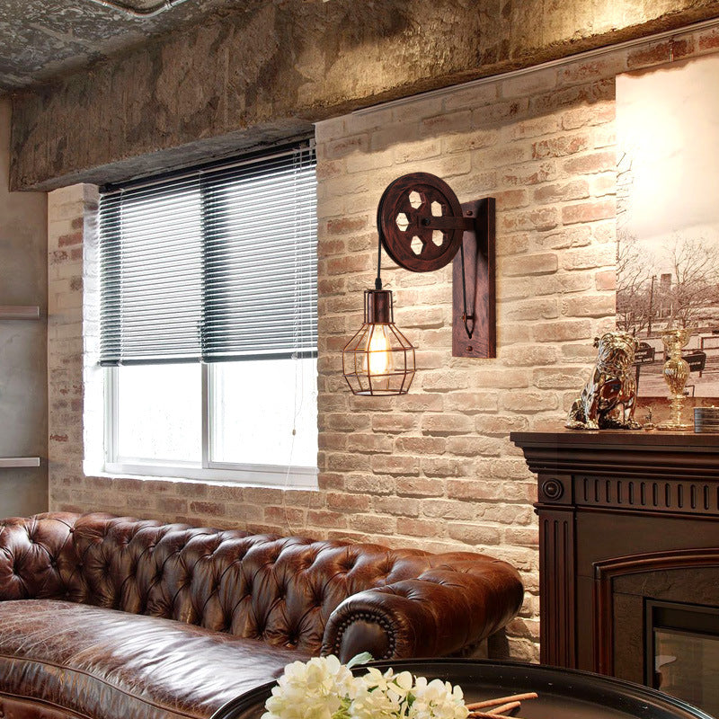 Linear Round Iron Bedroom Wall Lamp