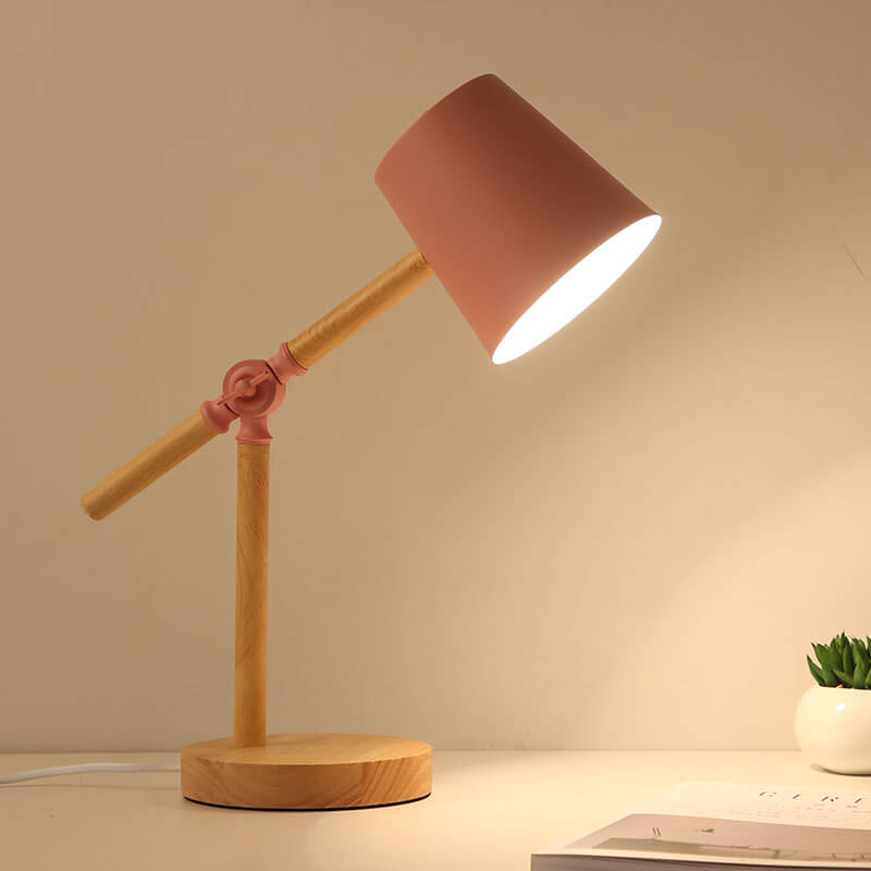 Macaron Iron Cylinder Wooden Table Lamp
