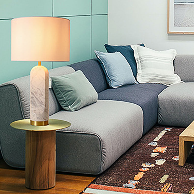 Cylindrical Rectangular Column Marble Table Lamp