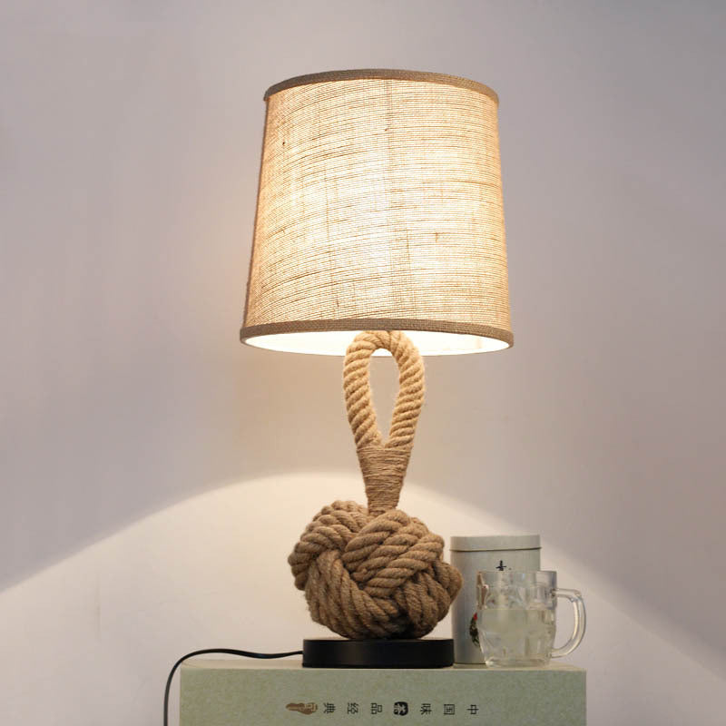 Round Iron Hemp Rope Table Lamp
