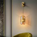 Iron Glass Cylindrical Bedroom Wall Lamp