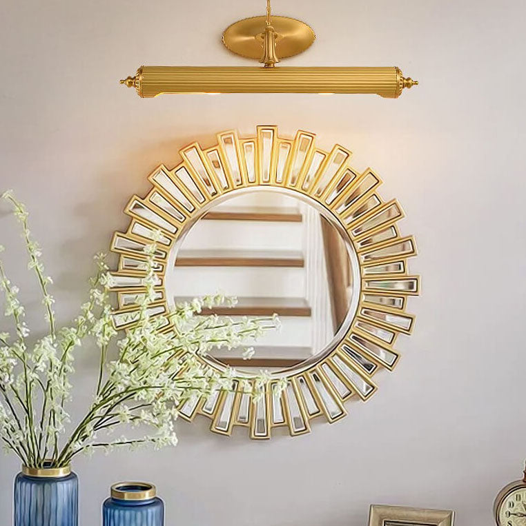 Antique Copper Cylindrical Mirror 2-Light Wall Lamp