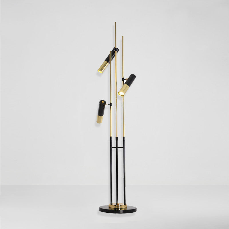 Cylindrical Aluminum Rotation 3-Light Floor Lamp