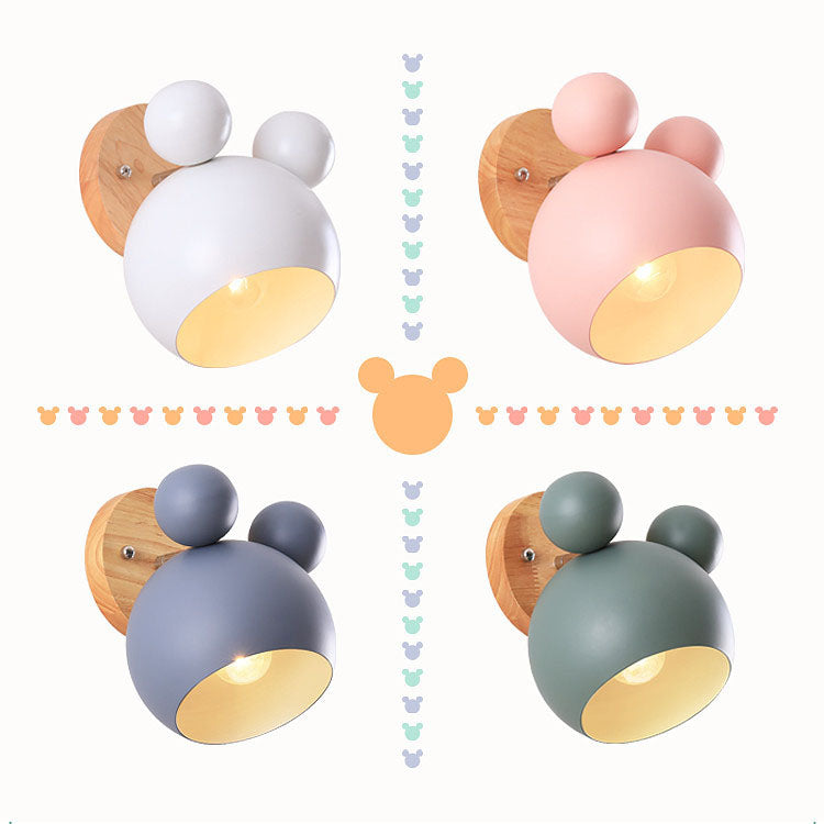 Cartoon Bear Dome Kids Wall Lamp