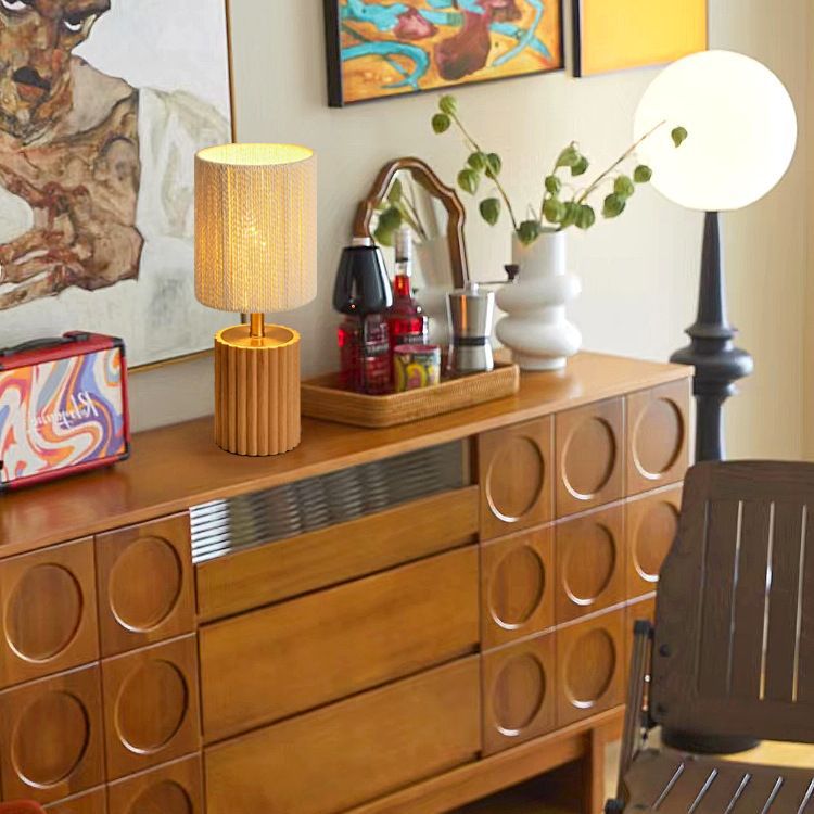 Round Cylinder Paper Rope Table Lamp