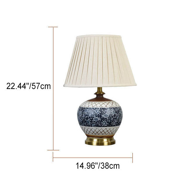 Round Ceramic Hardware Fabric Table Lamp