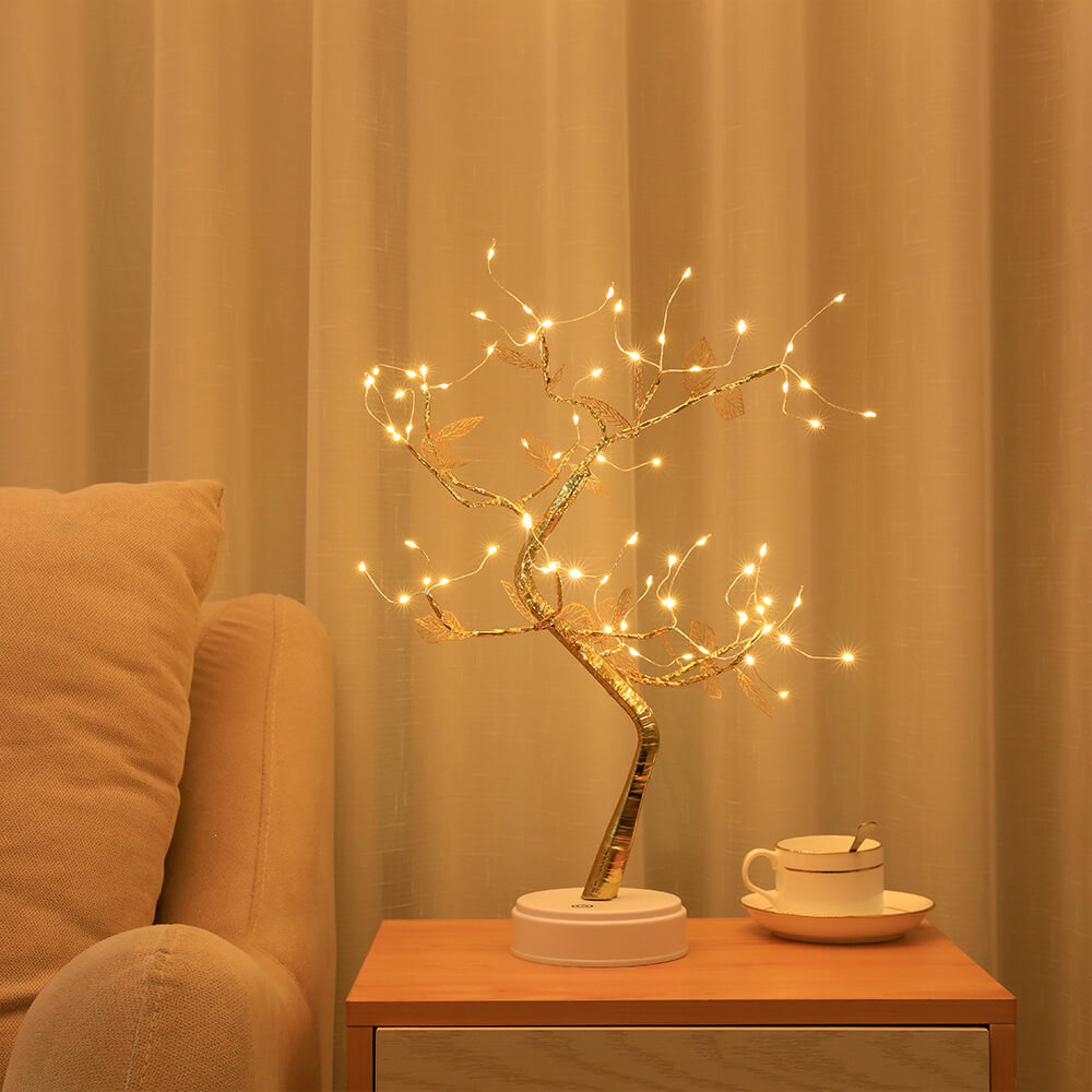Golden Leaf Small Tree Table Lamp