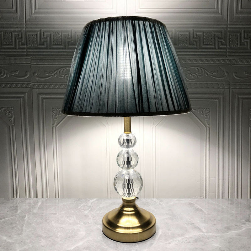 Cylinder Metal Crystal Fabric Table Lamp