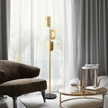 Folding Square Metal Marble 3-Light Floor Lamp