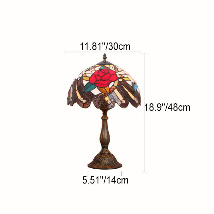 Peony Pattern Stained Glass Table Lamp