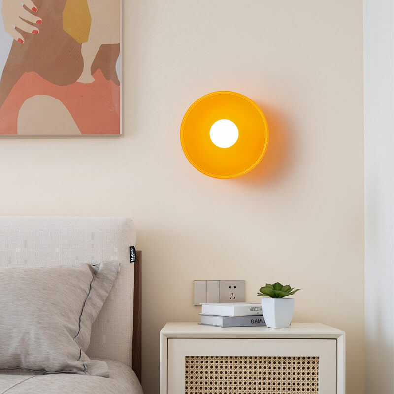 Round Plate Iron Glass Wall Lamp
