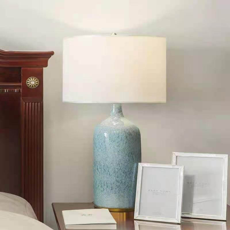 Cylindrical Ceramic Fabric Table Lamp