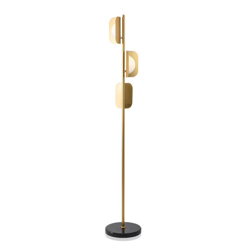 Folding Square Metal Marble 3-Light Floor Lamp