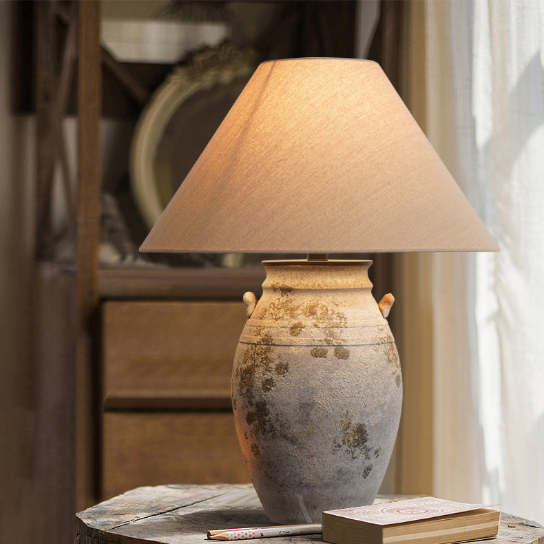 Ceramic Fabric Metal Conic Table Lamp